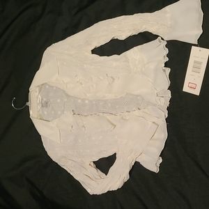 White Lace and embroidered button up shirt